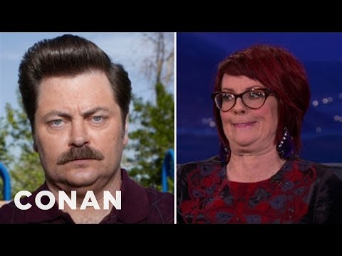 Megan Mullally Taught Nick Offerman How To Laugh | CONAN on TBS