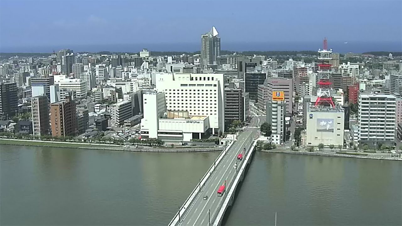 Live webcam view of Shinano River & City Skyline View