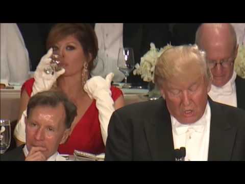 Hot Lady at Al Smith Dinner 2016 with Hillary & Trump. She is Maria Bartiromo, aka Money Honey.