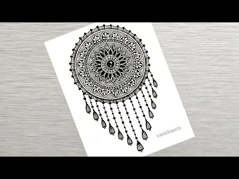 How to draw Dream Catcher mandala art Easy mandala drawing How to draw Mandala for Beginners