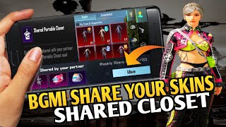 BGMI SHARE YOUR SKINS 😍| HOW TO SHARE SKINS WITH FRIENDS 😱 SHARED PORTABLE CLOSET