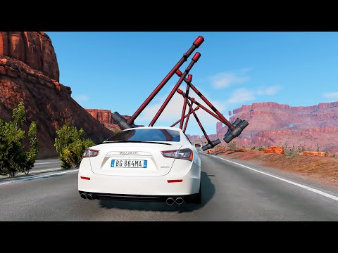 Cars vs Giant Destructive Hammers - BeamNG.Drive