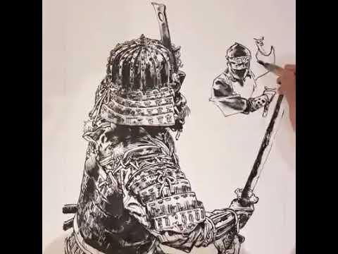 Kim Jung Gi Samurai vs Ninja commission Time Lapse