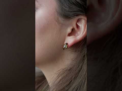 Комплект Cushion из серебра 925 с темно-зеленым ювелирным стеклом и покрытием желтым золотом