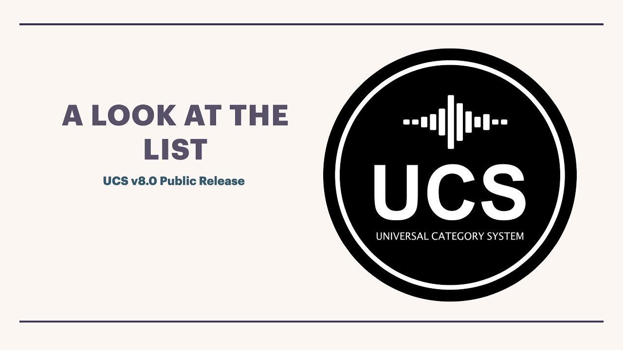 UCS In Depth Look at the Category List