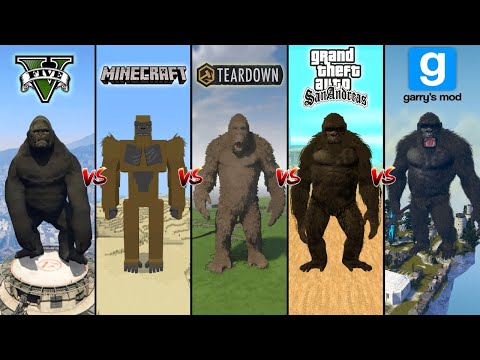 GTA 5 KING KONG VS MINECRAFT VS TEARDOWN VS GTA SA VS GARRYS MOD - WHO IS BEST?