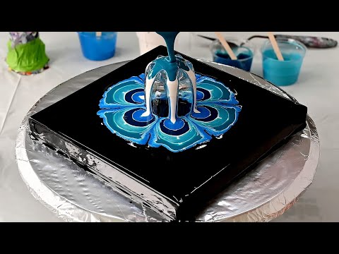 (733) TLP PIGMENTS and Reverse flower dip ~ @Sheleeart  bloom mixture ~ Pouring over Glass bottom