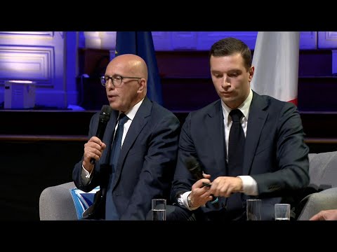 Bardella and Ciotti stand side by side in public for the first time since their alliance | AFP