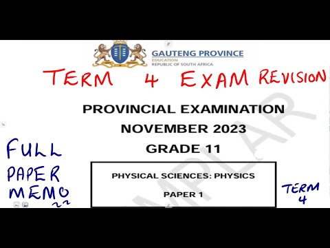 Physical Sciences Grade 11 Term 4 Exam Paper1 November 2023 Gauteng @mathszoneafricanmotives
