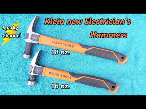 Klein New Electrician Hammers, 16 oz and 18 oz with Fiberglass Handles