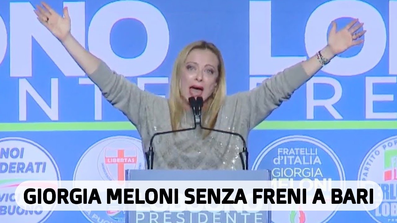 GIORGIA MELONI SENZA FRENI A BARI PER SOSTENERE LUIGI LOBUONO PRESIDENTE DELLA REGIONE PUGLIA