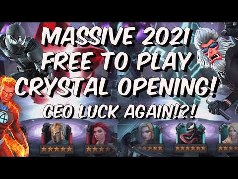 Massive 2021 Free To Play 5 & 6 Star Crystal Opening - CEO LUCK AGAIN! - Marvel Contest of Champions