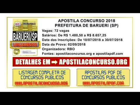Apostila Concurso Prefeitura de Barueri 2018 PDF e Impressa