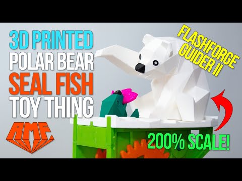 Flashforge Guider II - 200% Scale 3D Printed Polar Bear with Seal Toy