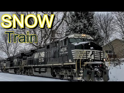 WINTER TRAINS - Long Freight Train In The Snow With DPU