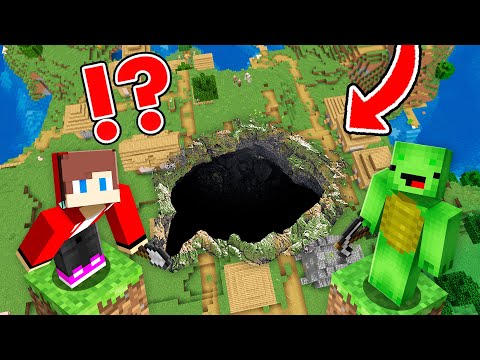 JJ and Mikey Found This LARGEST BIGGEST Pit Base in Minecraft Challenge Maizen
