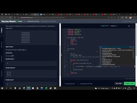 Printing Pattern Using Loops Hackerrank Solution