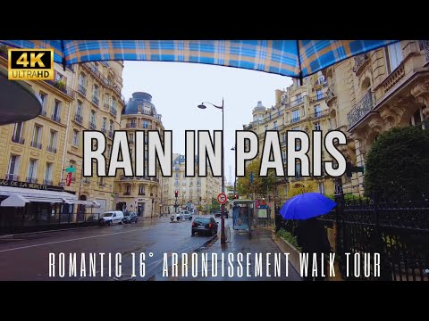 [4K] Rainy Sunday Morning in Paris 16th Arrondissement | Autumn Splendor | Relaxing Walking Tour