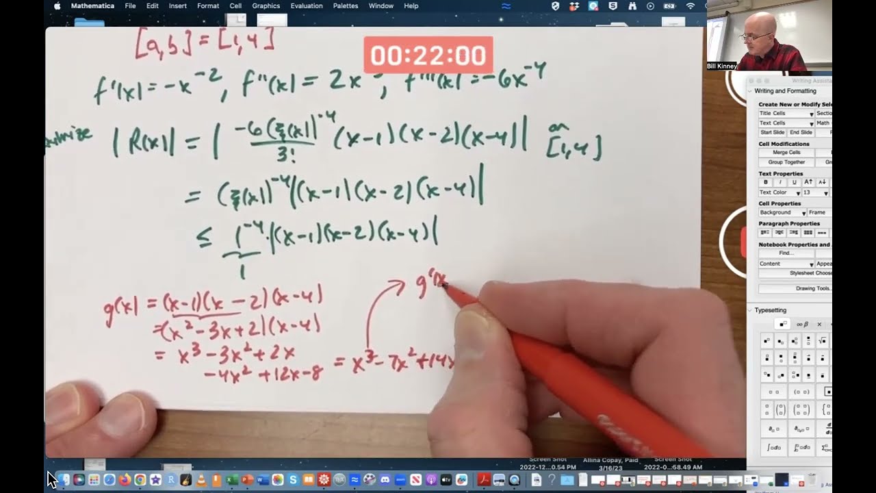 Lagrange Polynomial Interpolation Error Bound Example