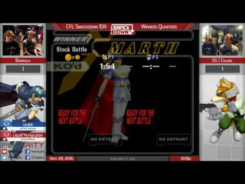 CFL Smackdown 104 Melee - Barraca (Marth) vs SS Colbol (Fox) - Winners Quarters