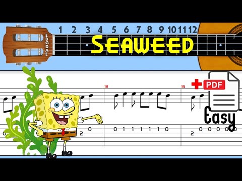 Spongebob - Seaweed Guitar Tab (Easy solo + fingerstyle + chords)