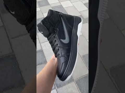 Чоловічі зимові високі кросівки Nike Air Max, чоловічі утеплені шкіряні кросівки, чорні зимові кросівки - фото 1 - id-p2301793148