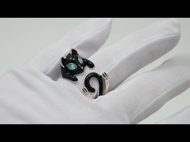 Срібна каблучка "Котик" 392кю Відео огляд