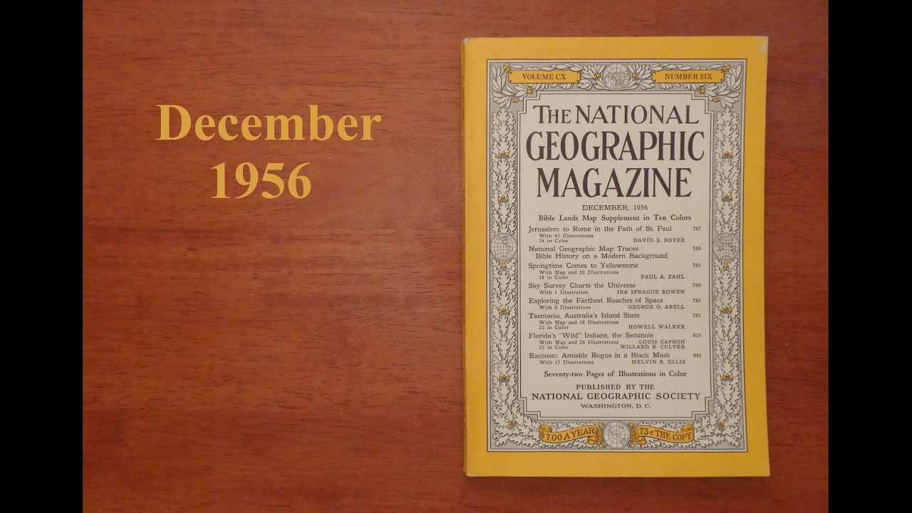 Vintage National Geographic Magazine. December, 1956. Jerusalem, Yellowstone, Tasmania. ASMR.