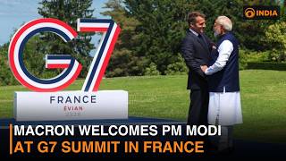 PM Modi receives warm welcome from President Macron at G7 Summit