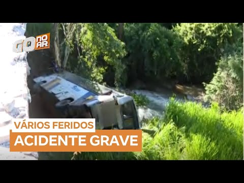 Ônibus cai de ribanceira ao desviar de carretas e gado solto na BR-060