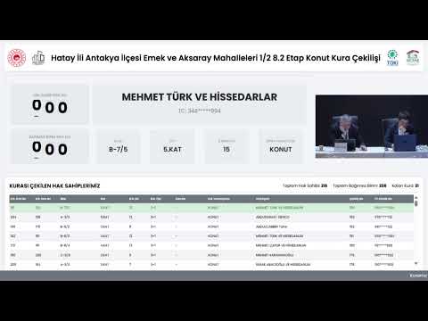 HATAY ANTAKYA EMEK-AKSARAY 8.ETAP PROJESİ 469 KONUT KURA ÇEKİM PROGRAMI