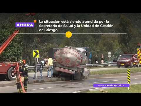 Volcamiento de camión cisterna en la vía Cajicá - Zipaquirá genera un cierre total | Emergencias