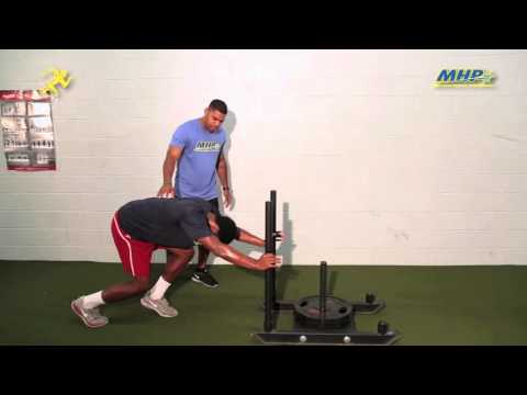 Football Training Tips with Cornell Hunt: Sled Push and Sprint Superset