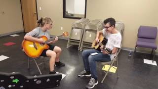 Hannah and Caleb learning Yours and Mine by Dawn and Hawkes