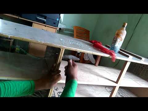 Glass fitting in showcase of counter table