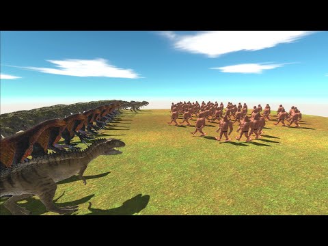 10 T Rex 10 Carcharodontos Aurus 10 Therizinosaurus VS 66 Hill Giant ►Animal revolt battle simulator