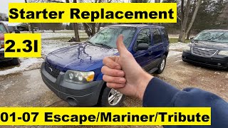 Starter Replacement Ford Escape 2.3 4 cylinder 02 03 04 05 06 07 2001 2002 2003 2004 2005 2006 2007