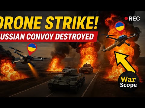 Ukrainian Drones DOMINATE Russian Convoy in 60 Seconds