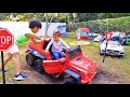 Lorenzo was playing with his little sister and fixed her Power wheels Ride on car