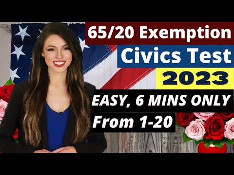 2023 Official 65/20 Exemption: 20 Civics Test Questions US Citizenship, USCIS, 65 20 Naturalization