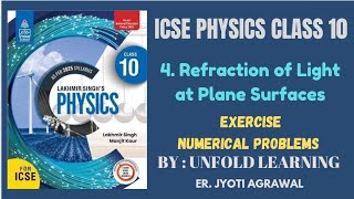 ICSE 10 || LAKHMIR SINGH'S PHYSICS || 4.Refraction of light at plane surface || Numerical Problems