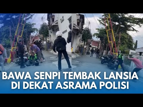 AKSI KOBOY TEMBAK LANSIA!  Pria Pakai Jaket Ojol Membawa Senpi Di Dekat Asrama Polisi Sukajadi