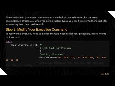 How to Pass Parameters to an Oracle Procedure with Array Parameters
