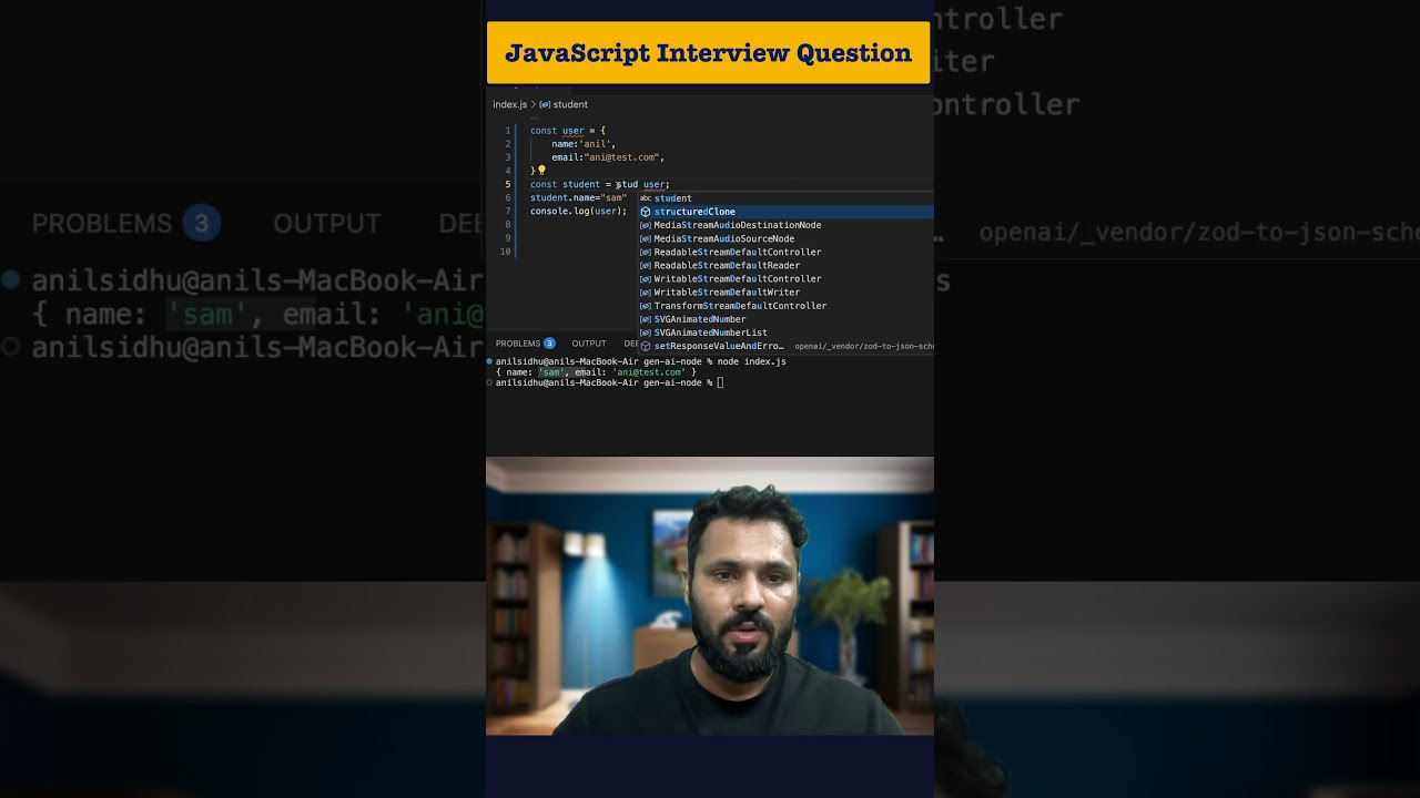 JavaScript Interview Question | structuredClone Explained with Example #javascript  #interview