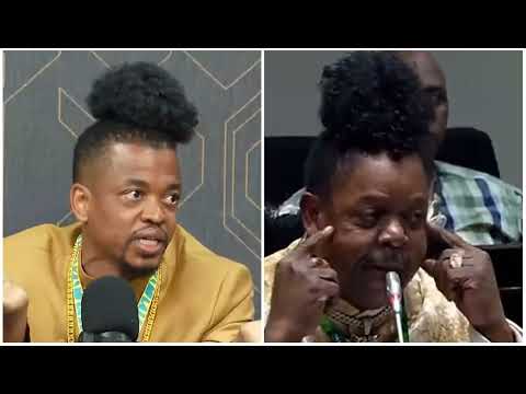 Mpho Popps imitates Papa Penny's moment during a parliamentary committee meeting on Sports