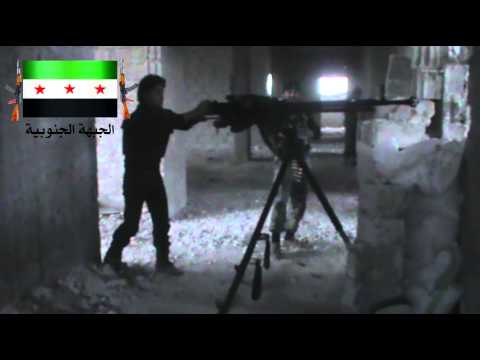 استهداف المساكن العسكرية في الشيخ مسكين في ريف درعا بالدوشكا من قبل لواء شباب السنة