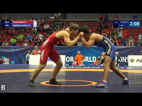Qual. FS - 60 kg: D. MAKSIMAU (BLR) df. M. AMIRASLANOV (AZE) by DQ, 2-4