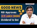 Good News: RBI Approves Rs 2.11 Lakh Crore Dividend to Govt of India | Parimal Ade