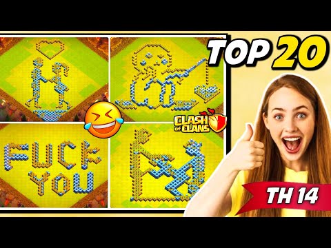 TOP 20 TH14 FUN BASE & TROLL BASE WITH LINK || TH 14 FUNNY BASE COPY LAYOUT || (Clash of clans)