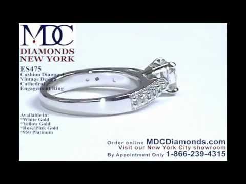 ES475CU Cushion Diamond Engagement ring by MDC Diamonds